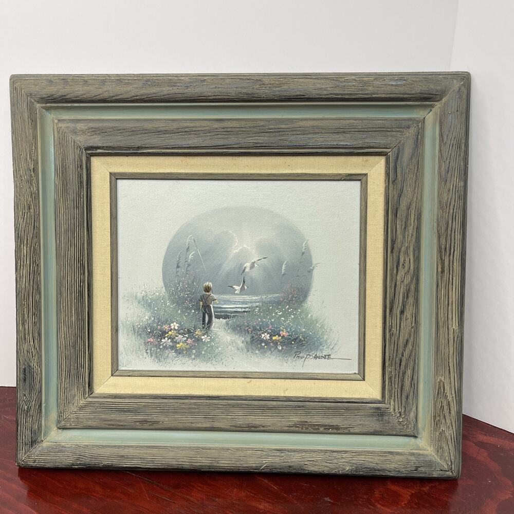Vintage Philip Sandee Signed Original Painting On 8x10 With Frame 18x16